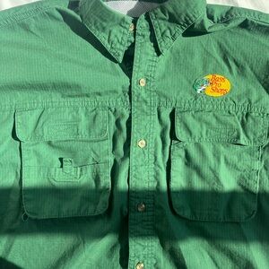 Bass Pro Shops Green Button Down Fishing Shirt